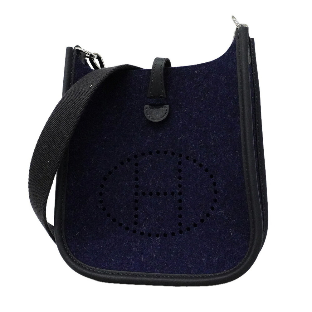 Hermes Evelyne TPM Felt Shoulder Bag, Blue Nuit, B Stamp, Women's